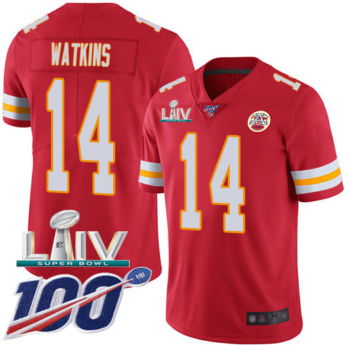 Kansas City Chiefs Nike #14 Sammy Watkins Red Super Bowl LIV 2020 Team Color Men Stitched NFL 100th Season Vapor Untouchable Limited Jersey